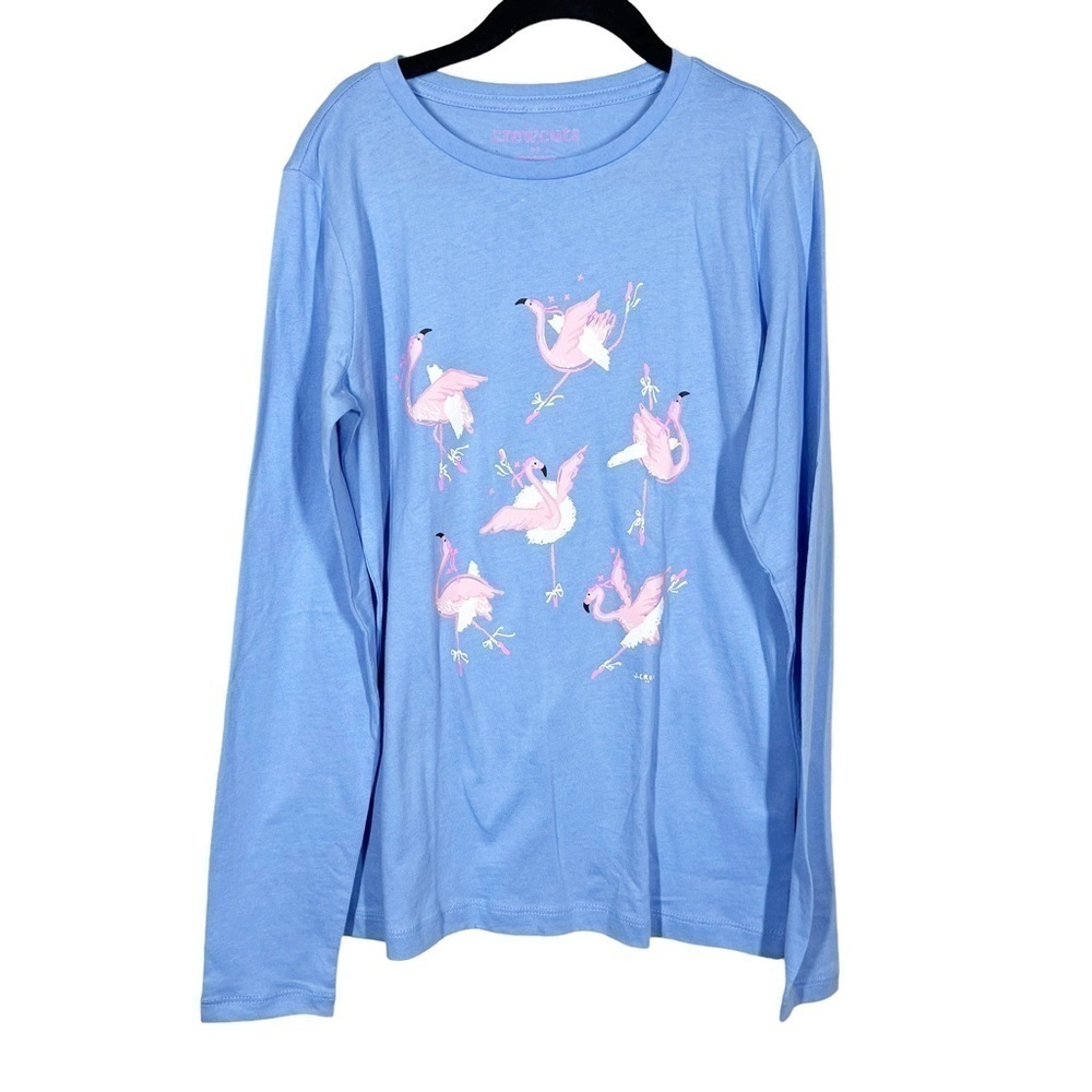 CrewCuts Girls Ballet Flamingo Print Long Sleeve Cotton Tee Size Large 10-11